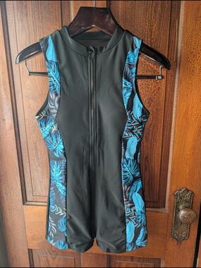 Shorty Bathing Suit Women Half Zip Front One Piece Sun Protection UPF 50+ Swimwe